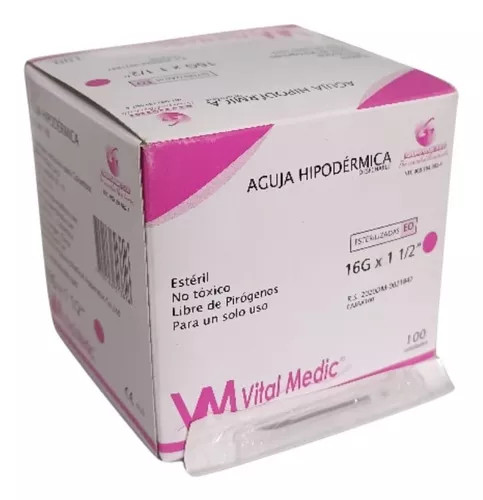 AGUJA HIPODERMICA 16G *1 1/2 CAJA * 100 UND