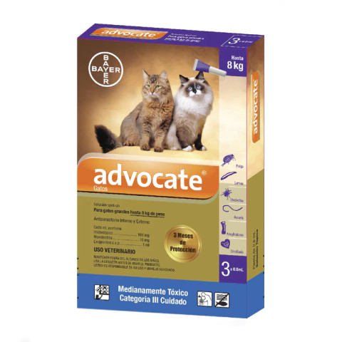 ADVOCATE GATOS 4 - 8 KG * 3 PIPETAS *0.8 ML